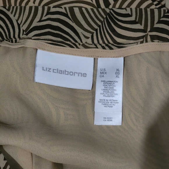 Liz Claiborne 2 Piece Skirt Set XL Brown Tan Print NWOT Vintage - Picture 5 of 5